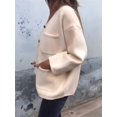 thumbnail image 6 of Women'S Autumn and Winter Fashion Casual Round Neck Long Sleeve Button Woolen Coat with Pockets White XXL, 6 of 7