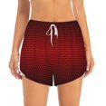 thumbnail image 2 of Balery Red Geometric Pantalones cortos deportivos para mujer con forro y dos bolsillos, elásticos, para entrenamiento, gimnasio, yoga-Small, 2 of 7