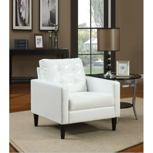 White Faux Leather Accent Chair, Fake Leather Chair