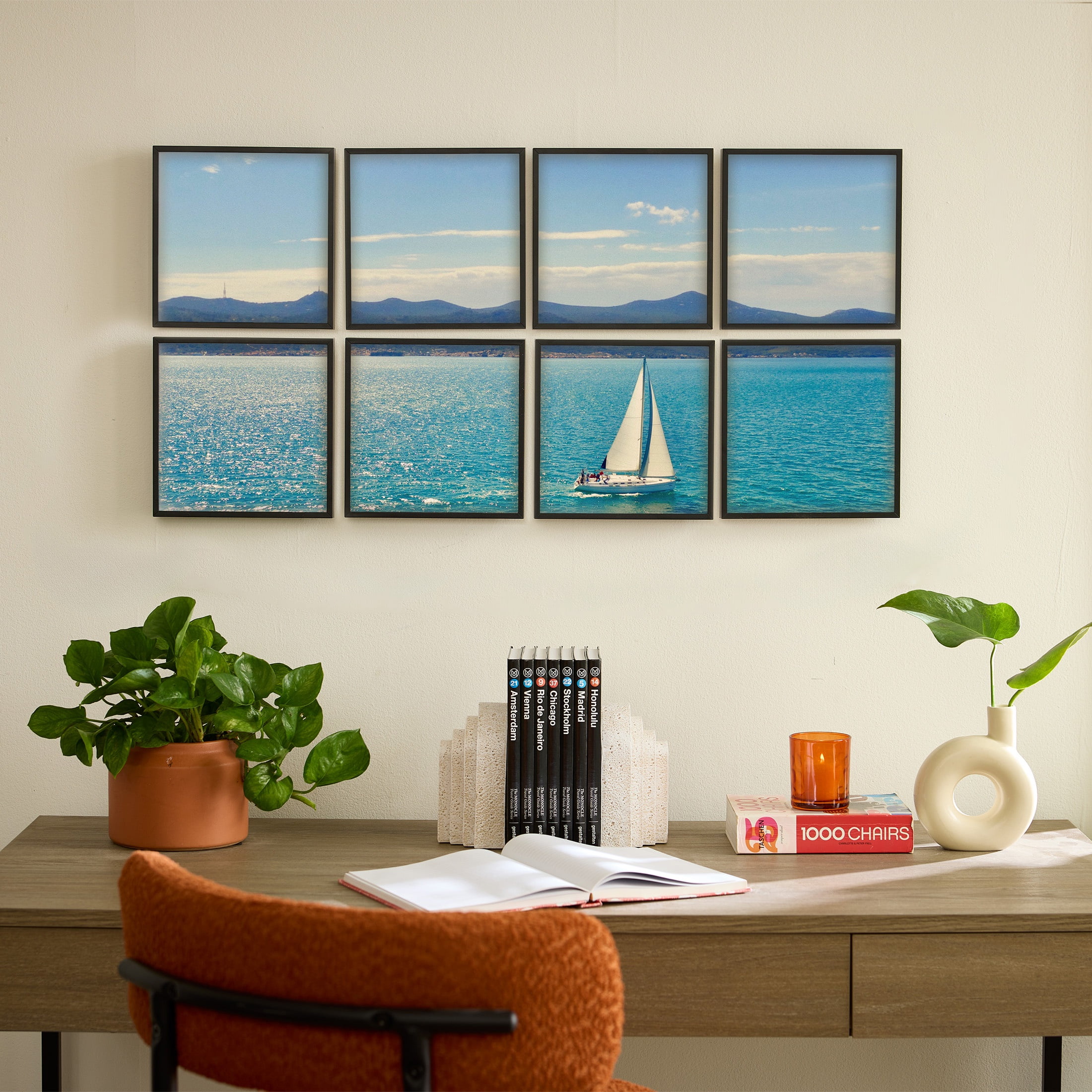 TilePix Nail Free Black Frame, 8-Piece Split Image