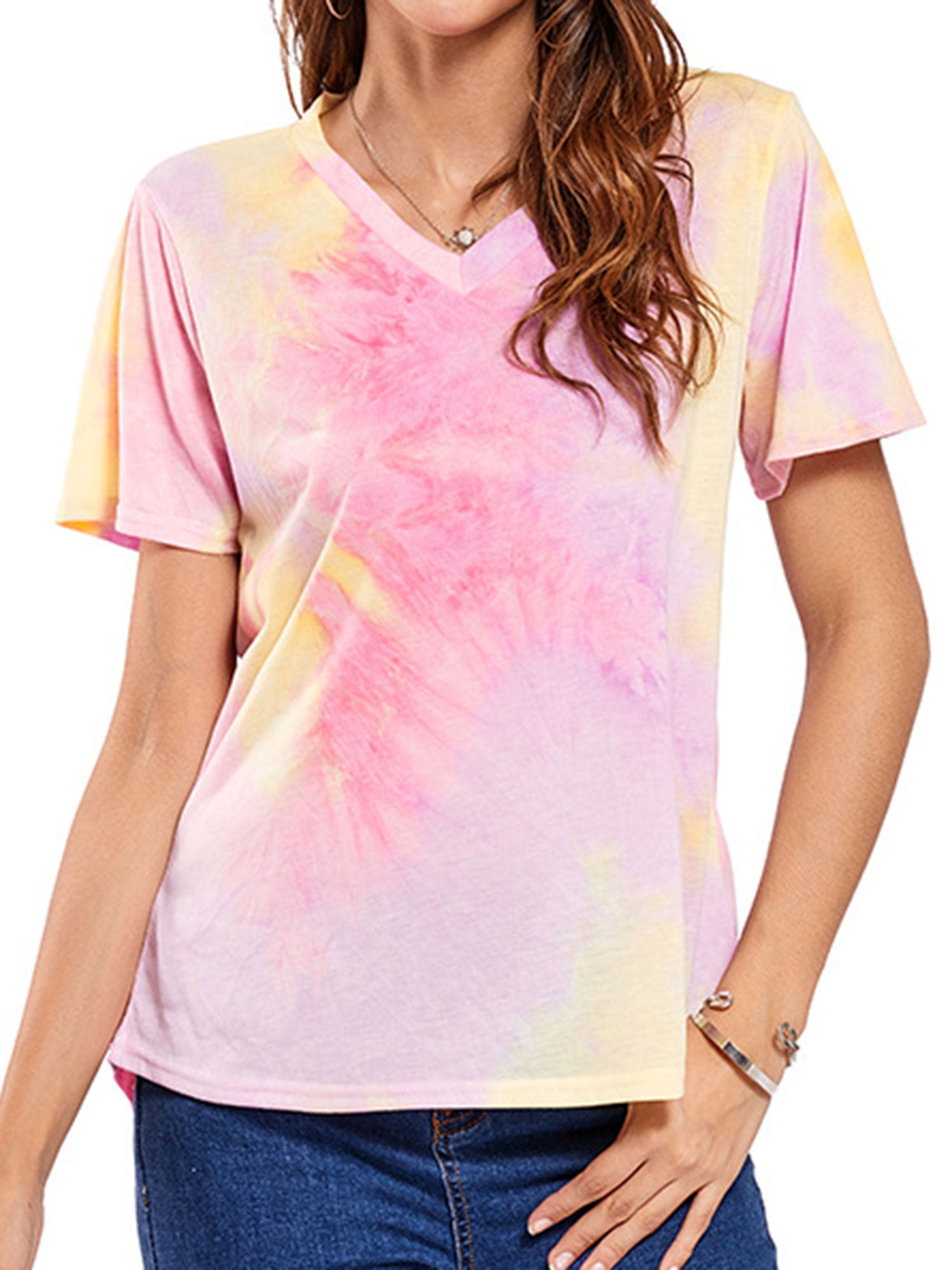 Women Tie-dye Crew Neck Short Sleeve T-shirt | Walmart Canada