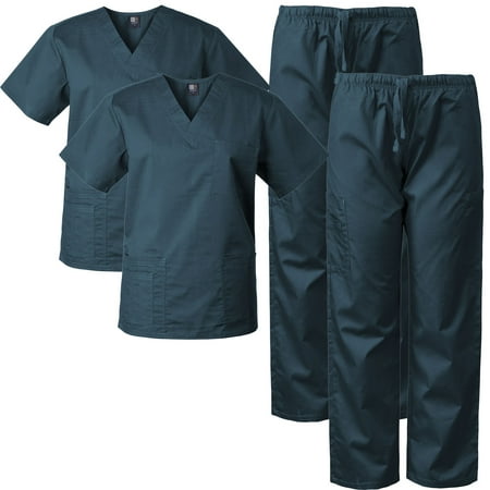 2-PACK Medgear Scrubs for Men and Women Scrubs Set Medical Uniform Scrubs Top and Pants