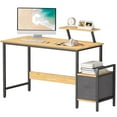 thumbnail image 1 of CubiCubi Computer Desk 47" Home Office Desk with Storage Rack and Shelf, Natural Color Finish, 1 of 6