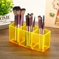 thumbnail image 5 of Uxcell 3 Compartments Clear Acrylic Pen Holder Pencil Holder Pen Organizer Pencil Cup Makeup Brush Holder Yellow, 5 of 6