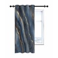 thumbnail image 7 of Abstract Marble Texture Thermal Insulated Blackout Curtains for Bedroom 24 Length Gradient Blue Gold Wave Art Room Darkening Curtain 1 Panel Grommet Window Curtain Drape for Living Room Nursery Room, 7 of 7