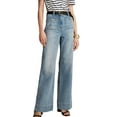 thumbnail image 2 of Women Wide Leg Jeans High Waisted Stretchy Straight Leg Jeans Loose Trendy Denim Pants with Pocket Light Blue Regular L, 2 of 7