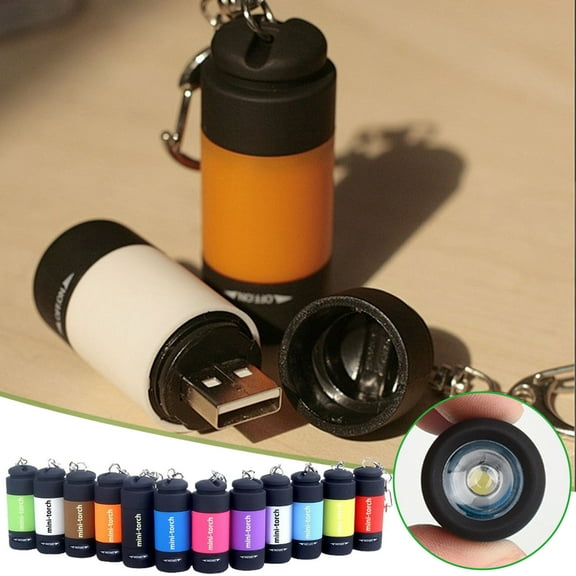 Orange Mini Flashlight, Super Bright LED Keychain Light with USB Rechargeable and Waterproof for Outdoor Camping Hiking Emergency