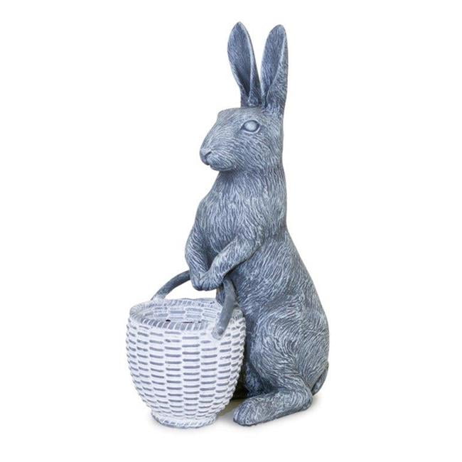 Standing Rabbit with Basket 6.75"L x 10.5"H Resin
