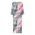 thumbnail image 4 of IROINNID Pajamas for Women 2PC Set Loose Fit Crewneck Pullover with Capri Comfortable Homewear Print Sleepwear Set,Pink, 4 of 5