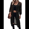 thumbnail image 3 of Cárdigan de Punto con Mangas 3/4 Abiertas y Aberturas para Mujer, Suéter , Negro, Talla XXL, 3 of 8