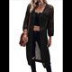 thumbnail image 3 of Cárdigan de Punto con Mangas 3/4 Abiertas y Aberturas Laterales para Mujer, Suéter , Negro, Talla XL, 3 of 8