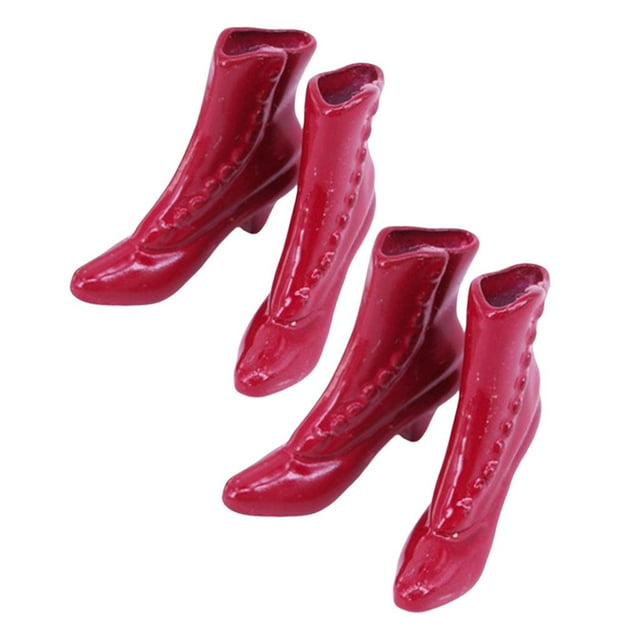 Esquirla 2 Paires de Chaussures Miniatures pour Maison de Poupée 1/12 Décoration Accessoire de Figurine Talon Haut Rouge