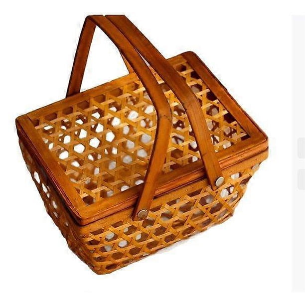 Traditional Storage Basket: Handmade Woven Box Portable Container Organizer With Handle For Dragon Boat Festival Snacks Fruits Holiday Decor