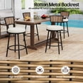 thumbnail image 4 of 4-Piece Swivel Metal Outdoor Bar Stool Set with Rattan Backrest and Beige Cushions, 4 of 9
