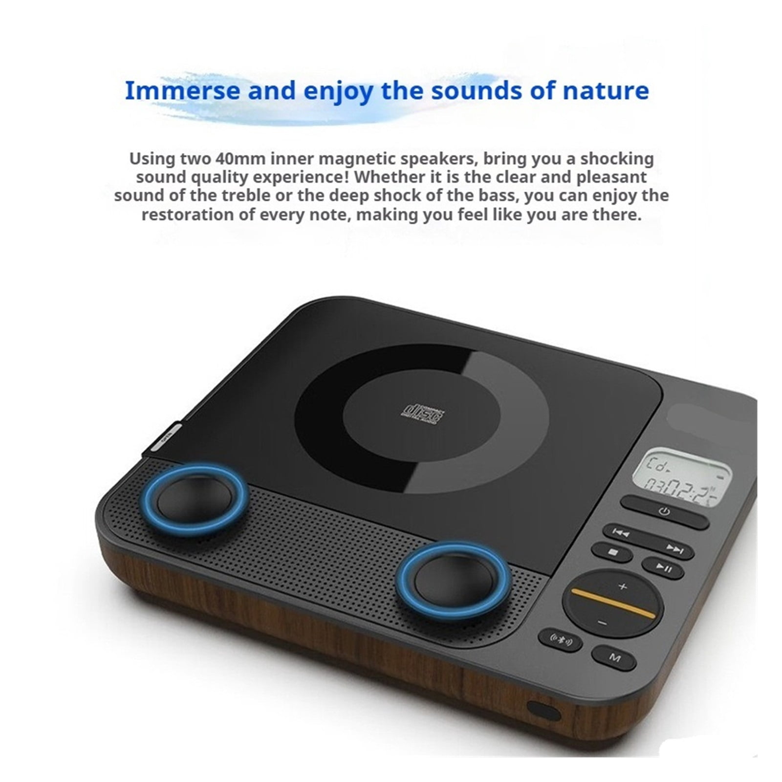 Retro Desktop CD Player - HiFi Stereo Audio with Bluetooth USB/TF MP3 Loudspeaker Box for Home