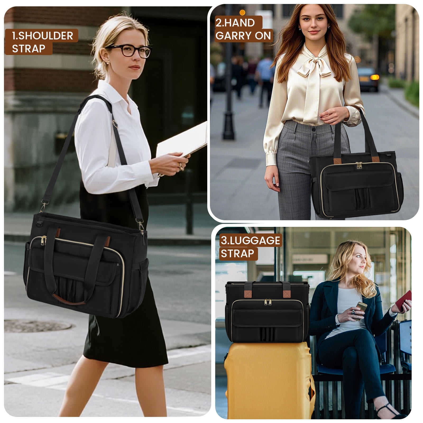 RAINSMORE Teacher Tote Bag 15.6 inch Laptop Bag for Women Work Bags Nurse Bag Lightweight Laptop Tote Computer Briefcase