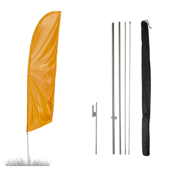 Vispronet - Neon Orange Solid Feather Flag Kit - 13.5ft Knitted Polyester Swooper Flag with Pole Set and Ground Spike - Dyed in The USA