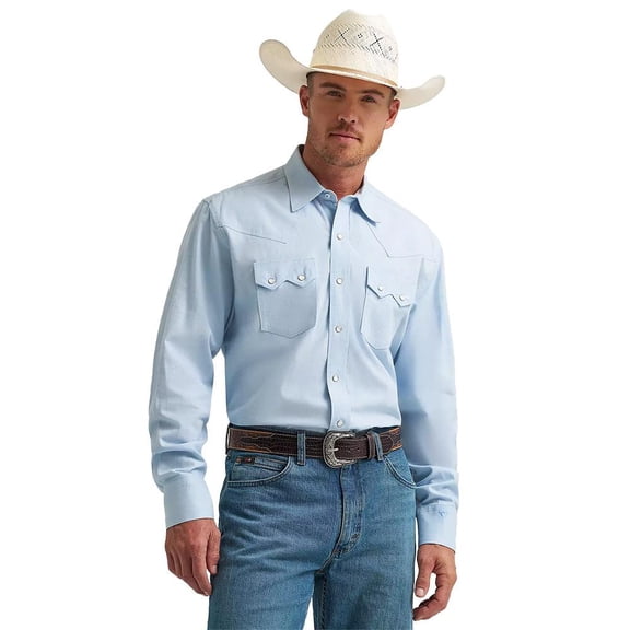Wrangler Cody Johnson Blue Solid Snap Shirt