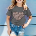 thumbnail image 2 of XAOFW Girl's T-Shirts Short Sleeve Crewneck Leopard Heart Printed Kids Fashionable T Shirts Leisure Wear Comfort Fit Tee Shirts Outdoor Activities Cozy Breathable Children Top, 2 of 4