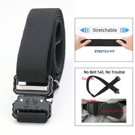 BeStrudur Belt for Men with Stretch,1.5" Elastic Nylon High Quality Strap, Hiking Rigger Work l Belt with Heavy Duty Quick Release Buckle