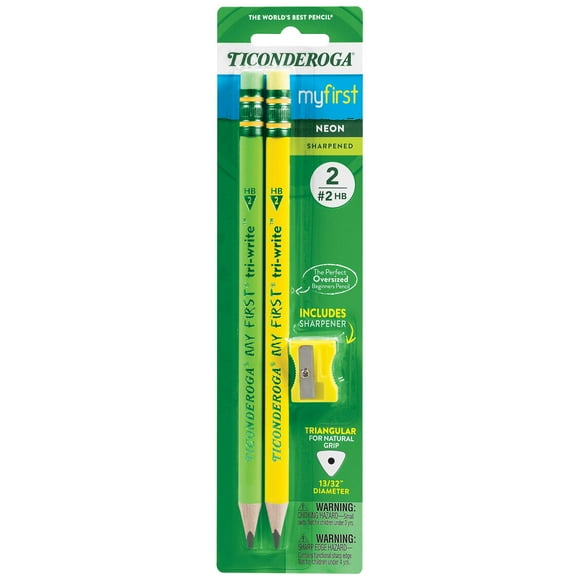 Lápices Ticonderoga My First Tri-Write con estuche de madera 2 HB 6x2