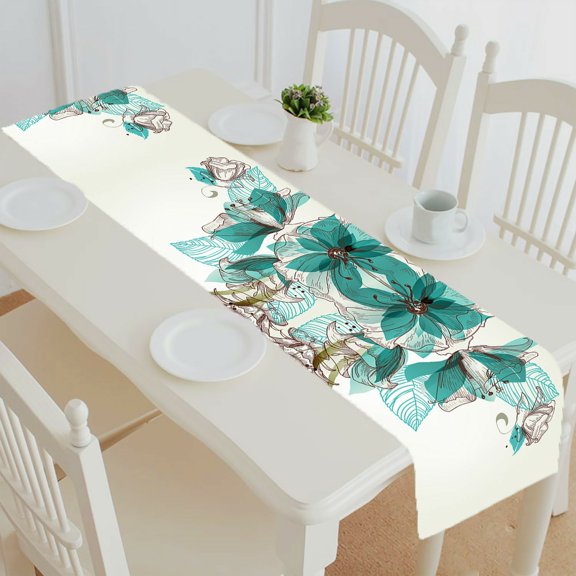 ECZJNT Retro Flowers table runner table cloth tea table cloth 14x72 inch