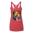 thumbnail image 3 of Smiling Dog | Colorful Neon Golden Retreiver | Dean Russo Art Animal Lover Tri-Blend Racerback Tank Top, Vintage Red, Large, 3 of 6