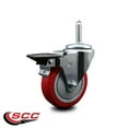 thumbnail image 2 of 4 Inch Red Poly Wheel Swivel 5/8 Inch Threaded Stem Caster with Brake, 2 of 2