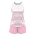 thumbnail image 7 of Mifsaly Womens Short Sets 2 Piece Outfits Summer Athletic Sets Women Striped Tank Tops And Drawstring Waist Shorts Pink,L, 7 of 7