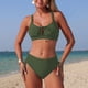 thumbnail image 1 of Trajes de baño Amzcrzy Tankini para mujer, traje de baño de , bikini de mujer de color sólido a juego con bolsillo, traje de baño deportivo Tangini dividido, traje de baño verde militar, L, 1 of 6