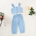 thumbnail image 5 of Kiapeise Toddler Girls Sleeveless Button T-shirt + Long Pants Outfits, 5 of 8