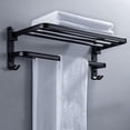 thumbnail image 1 of Estante de Toallas Plegable de Pared, Toallero de Acero Inoxidable Negro con Barras y Ganchos, Ideal para Baño y Cocina, 1 of 4