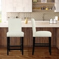 thumbnail image 5 of Costway Set of 2 25'' Kitchen Breakfast Chairs Nailhead Bar Stools Beige, 5 of 11