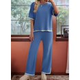 thumbnail image 5 of Short-Sleeved Knitted Trousers Suit Blue M, 5 of 7