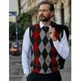 thumbnail image 5 of COOFANDY Mens Casual Slim Fit V-Neck Rhombus Business Knitwear Sweater Vest, 5 of 17