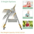 thumbnail image 4 of Baby High Chair, High Chairs for Babies and Toddlers with Adjustable Backrest/Footrest/Seat Height,Foldable High Chair with 4 Wheels, Toddler High Chair with Double Removable Tray(Yellow), 4 of 16