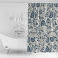 thumbnail image 2 of Farmhouse Navy Blue Floral Shower Curtain, 72" x 72", Linen Boho Paisley Flower Rustic Waterproof Bathroom Curtain Washable Shower Curtain Set with 12 Hooks, 2 of 6