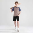 thumbnail image 2 of Landzoo Kids Boys Girls Tees Colorblock Short Sleeve Crew Neck T Shirt Summer Quick Dry Toddler Boys Shirt Size 3-4 Years Coffee, 2 of 4