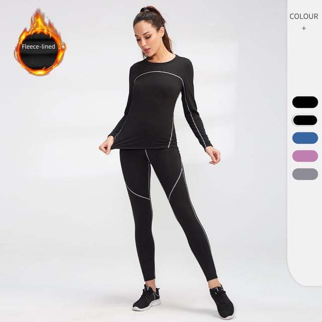 Traje de yoga de terciopelo para mujer, otoño e invierno, pantalones cálidos de manga larga, fitness, dos piezas, 02514+02323
