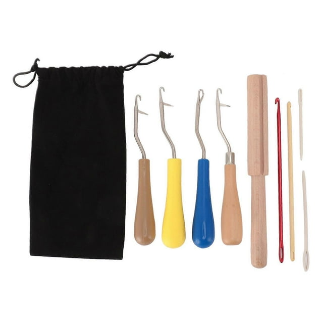 Curved Crochet Hooks Kit, Crochet Tools, Crochet Needles, for Rug Making, DIY, Sock Repair