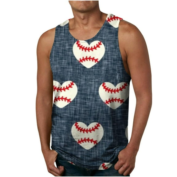 Gym! Ruimatai Sleeveless Beach Shirts for Men Classic Basic New Baseball 3d Printing Tank Top Casual Sports Sleeveless T-shirt Tank Top/shirt Blouses
