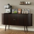 thumbnail image 3 of Furnihold 54.4''W Buffet Cabinet with Storage Fluted Sideboard Cabinet with Doors & 4 Shelf Storage for Living Room, Hallway, Kitchen, Mahogany, 3 of 6