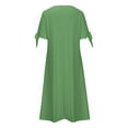 thumbnail image 5 of Dezsed Summer Dress for Women Printed Button V Neck Short Sleeve Long Dresses 2025 Loose and Cozy Holiday Dress with Pockets Green L, 5 of 6