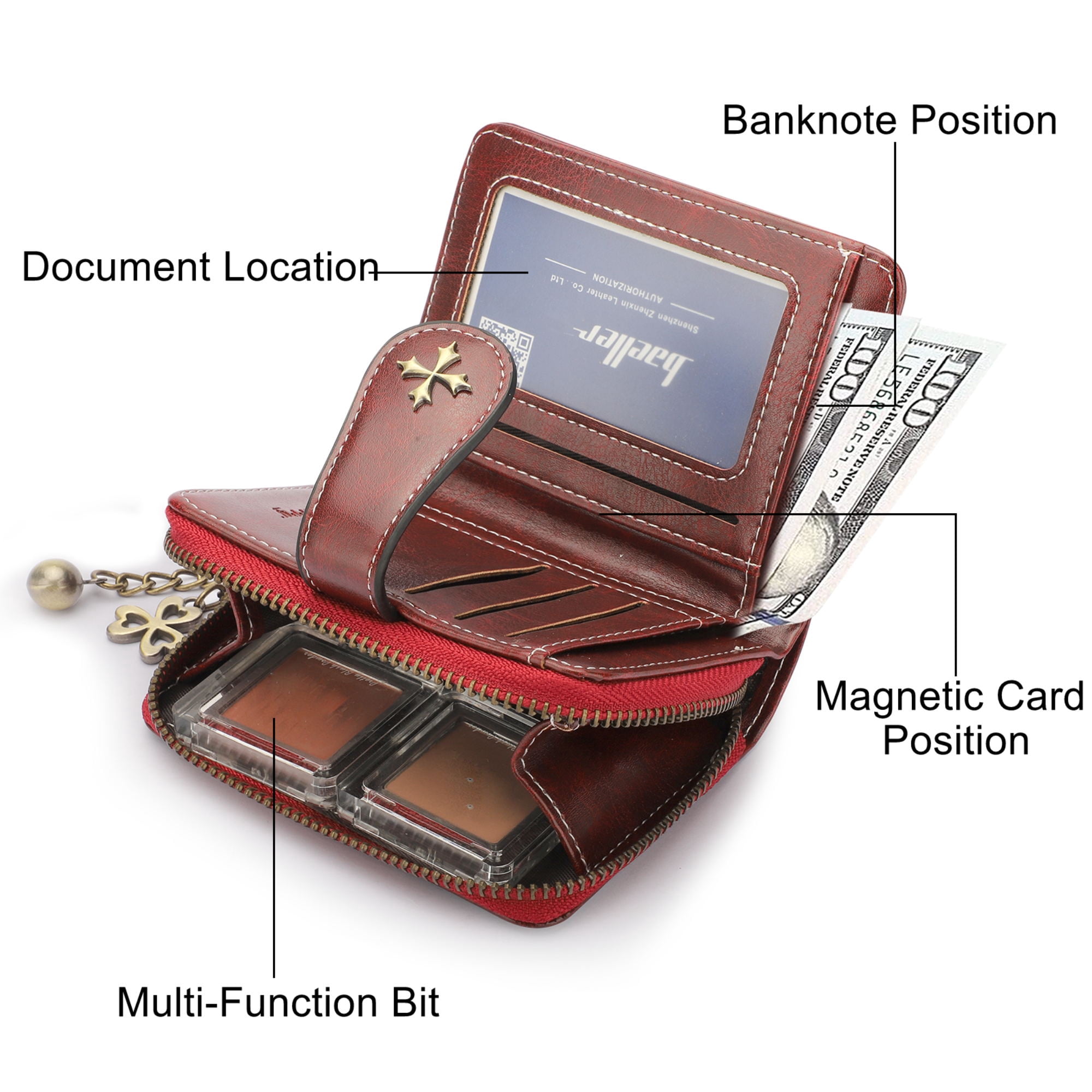 PU Leather Short Wallet for Women, TSV Small Bifold Wallet, Card