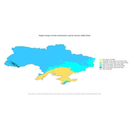 24x36 gallery poster, Koppen climate classification map of Ukraine