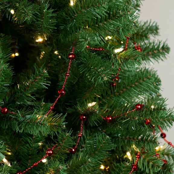 Northlight Shiny Mirrored Disco Ball Beaded Christmas Garland - 15' x .5" - Crimson Red