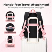 Girls School Backpack,Laptop Bookbag with Trolley Strap,Lightweight School Bag with Bow & Pom-Pom,Elementary Middle School Girls Backpack