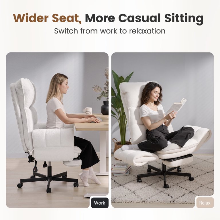 Patbrela Big and Tall Office Chair, Beige Teddy Plush photo 2