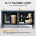 thumbnail image 3 of May in Color Buffet Sideboard Table Set of 2, 59'' Mid Century Modern Console Table, Media Cabinet with 4 Doors, Accent Cabinet Wood Sideboard, for Entryway, Living Room, Dining Room, Blue, 3 of 7