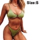 thumbnail image 3 of Traje de baño de bikini con anilla tórica acanalada para mujer, traje de baño de dos piezas, 3 of 6